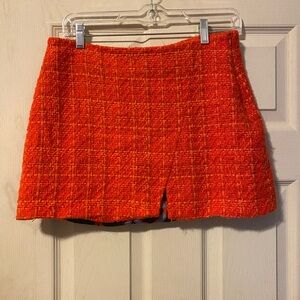 Zara Bold Orange Tweed Skirt